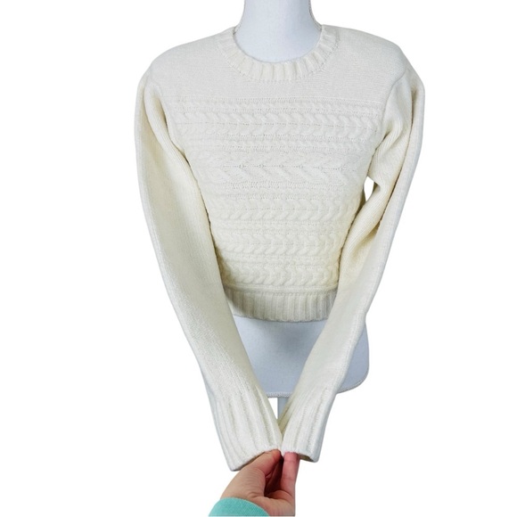 For Love & Lemons Dominique Shoulder Pad Sweater In Ivory Size XSmall - Picture 9 of 15